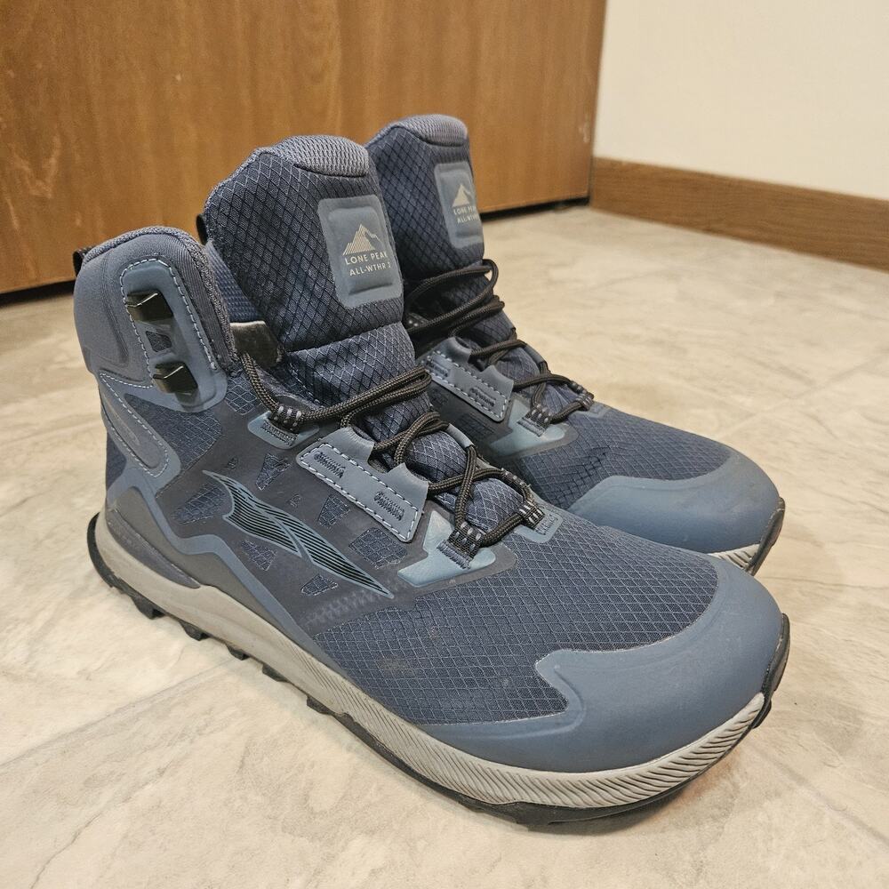 Altra Lone Peak All-WTHR Mid 2 Men's 9 Blue Hiking Boots AL0A7R6U419 NO INSOLES